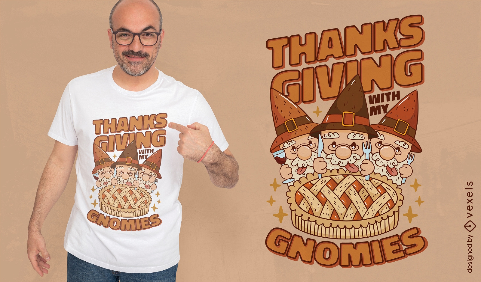 Thanksgiving mit Gnomes-T-Shirt-Design
