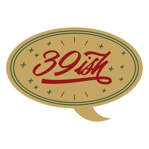 Etiqueta de cumpleaños vintage con la etiqueta 39ish Diseño PNG