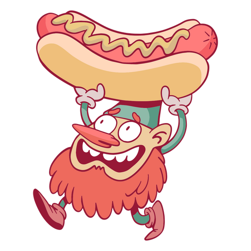 Gnome, der einen großen Hot-Dog hält PNG-Design