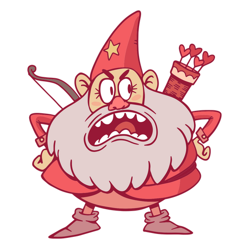 Angry gnome with arrows and bow PNG Design