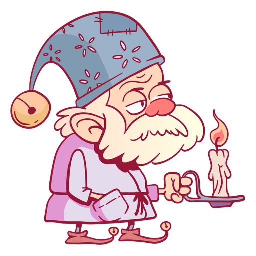 Gnome in pajamas rising with a candle PNG Design