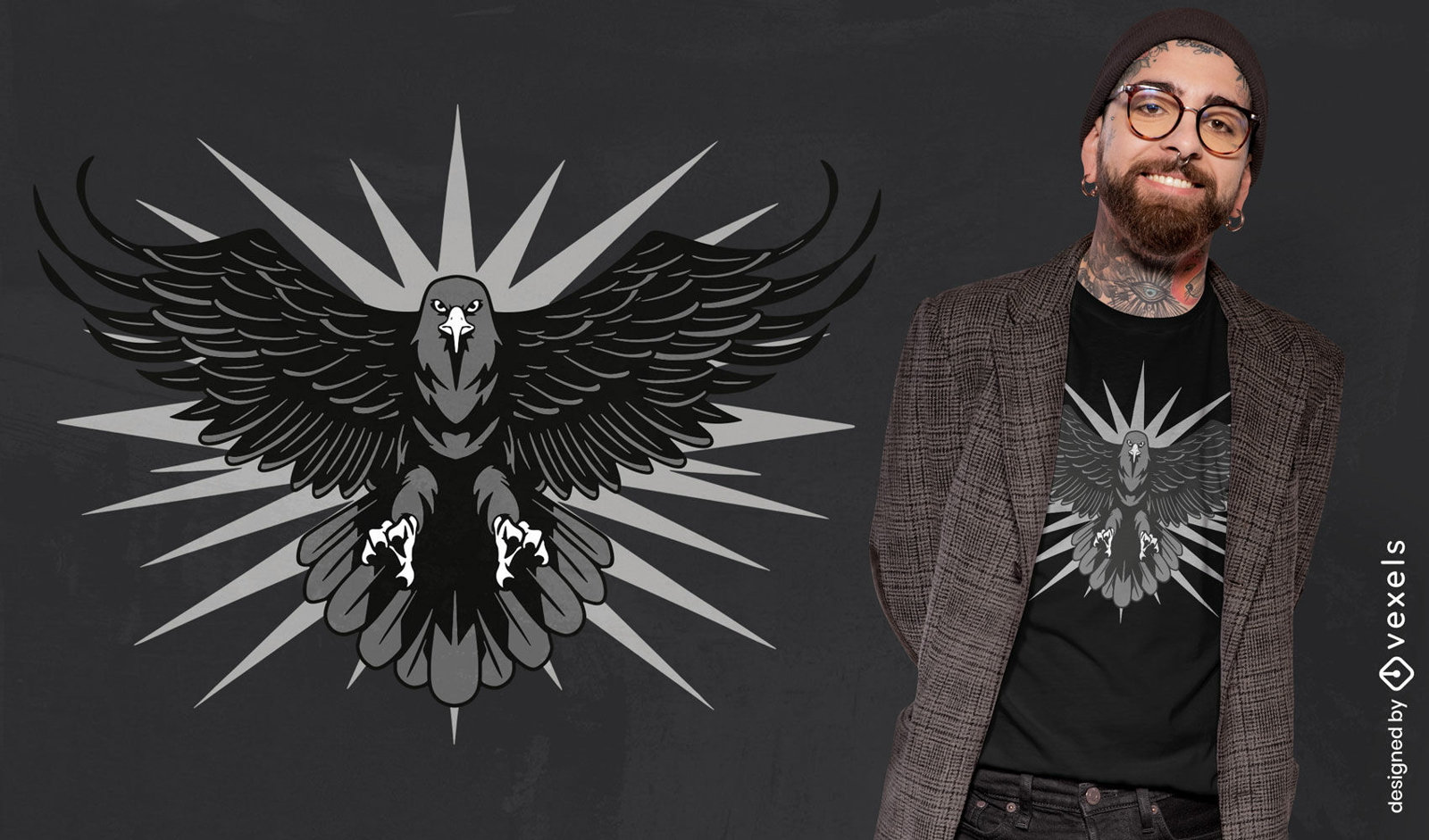 Adler fliegt mit offenem Fl?gel-T-Shirt-Design