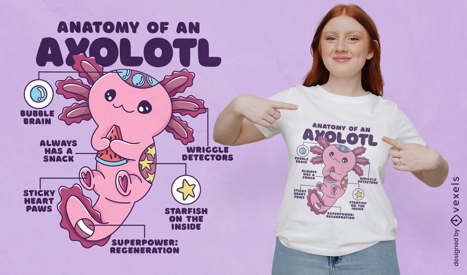 Axolotl anatomy t-shirt design