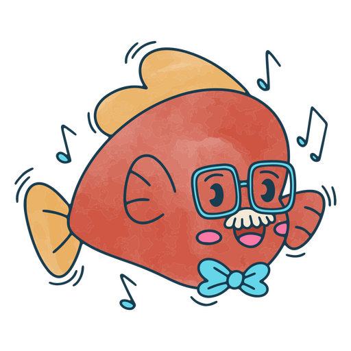 Opa-Fische genießen Musik PNG-Design