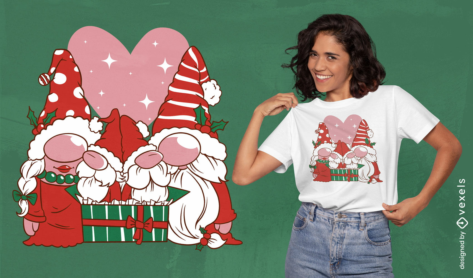 Design de camiseta de família de gnomos de natal