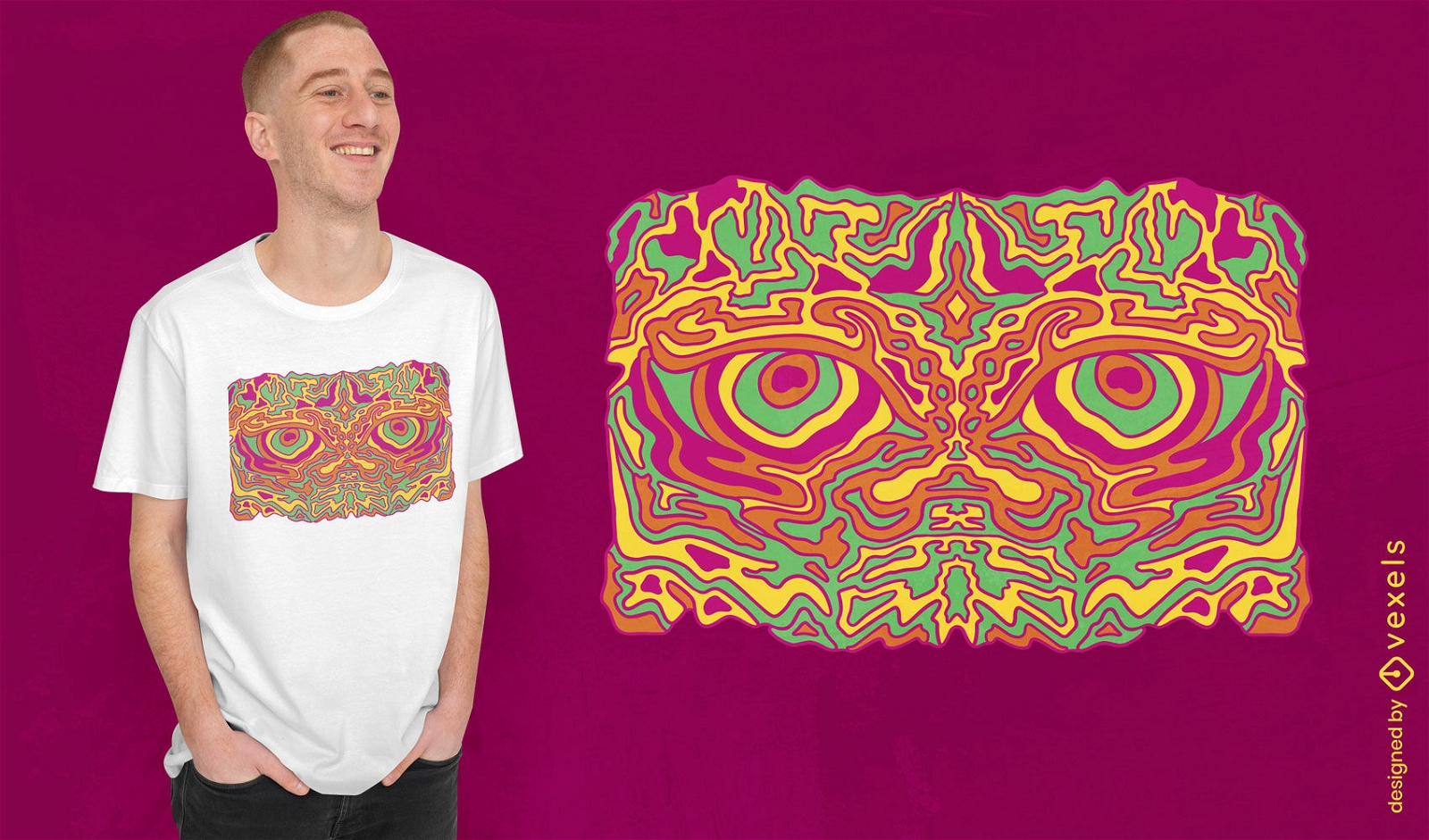 Buntes T-Shirt-Design mit psychedelischen Augen
