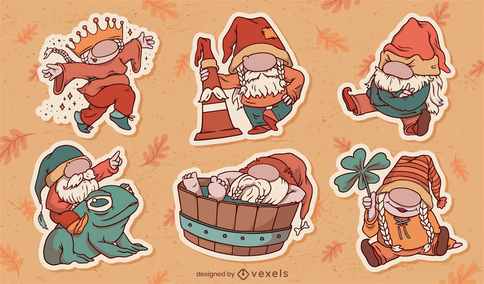Funny gnomes stickers set