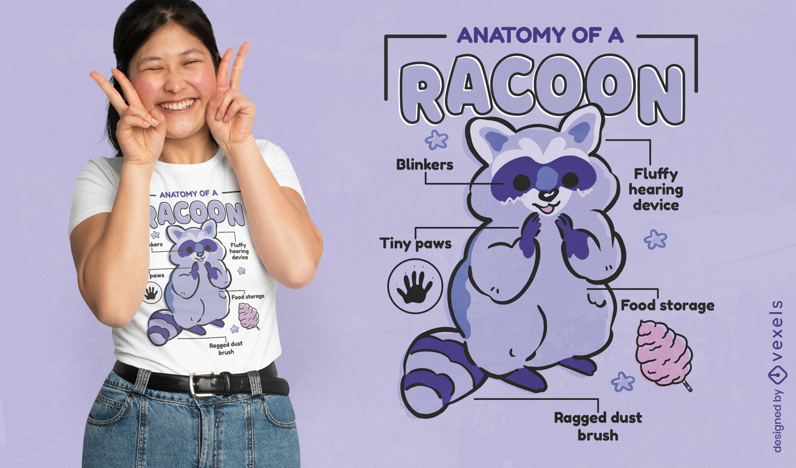 Raccoon anatomy t-shirt design