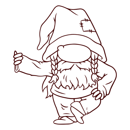 Bearded gnome with a big hat PNG Design