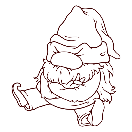 Angry bearded gnome with a big hat PNG Design