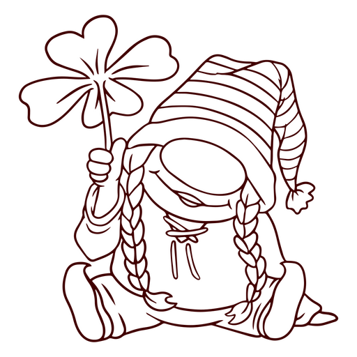 Gnome segurando um trevo Desenho PNG