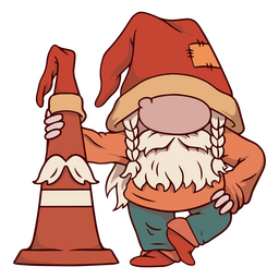 Gnome Near To A Traffic Cone PNG & SVG Design For T-Shirts