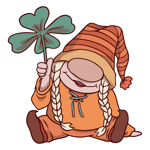 Likable gnome holding a clover PNG Design