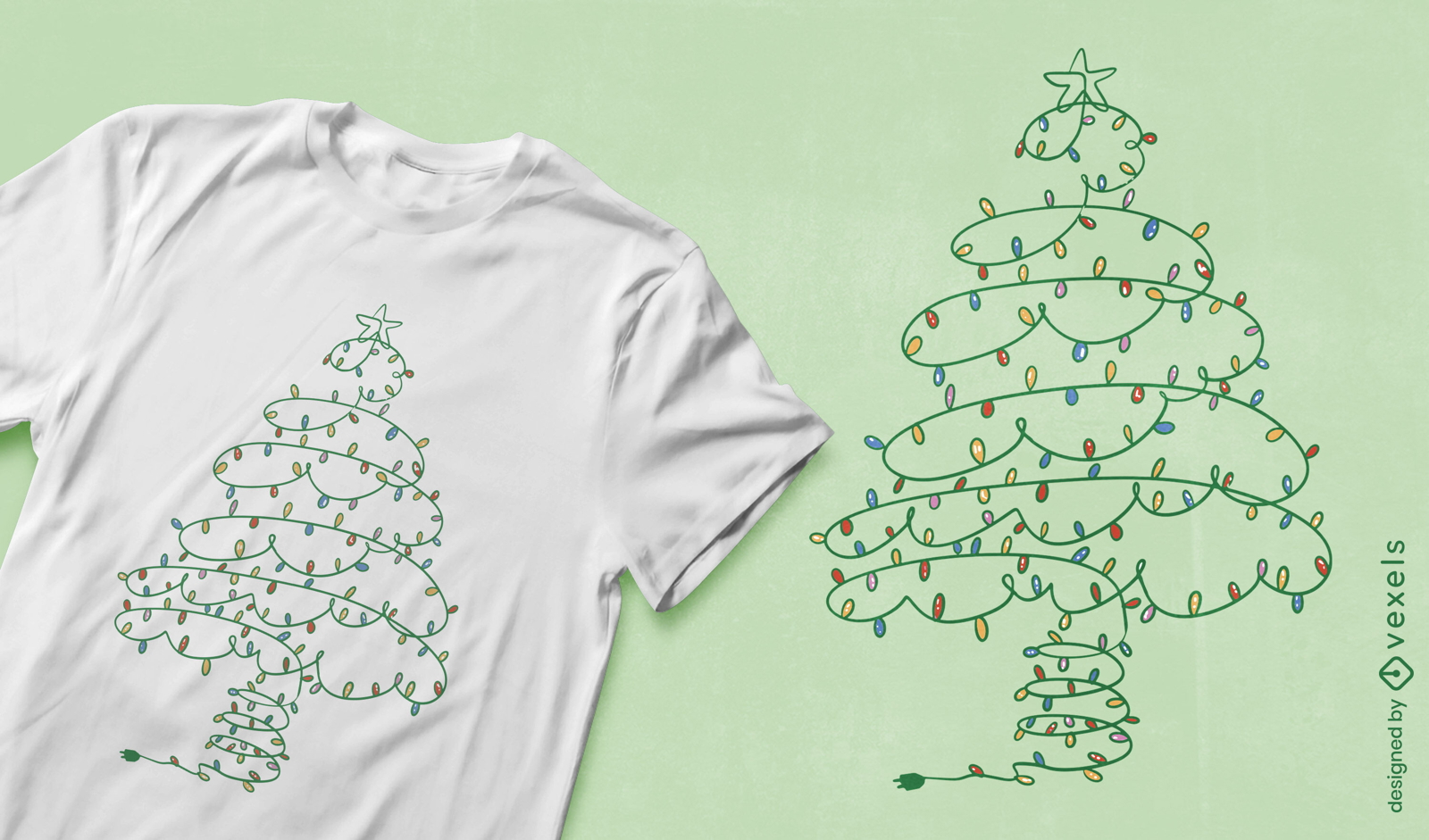 Christmas tree made of lights t-shirt design