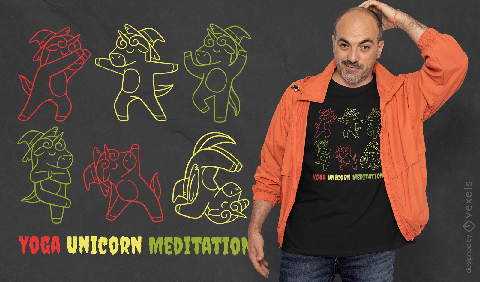 Einhorn-Yoga-Charakter-T-Shirt-Design