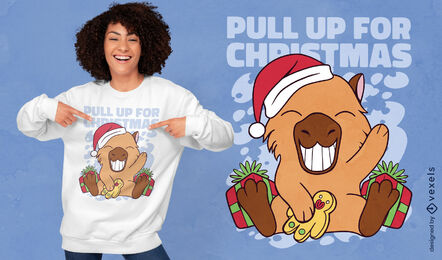 Design de t-shirt de capivara de natal