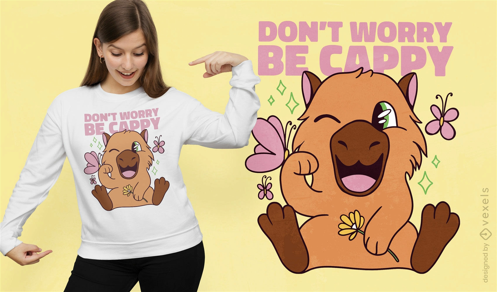Happy capybara quote t-shirt design