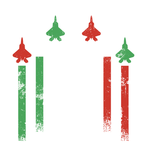 Italienische Flaggen mit Flugzeugen geschmückt PNG-Design