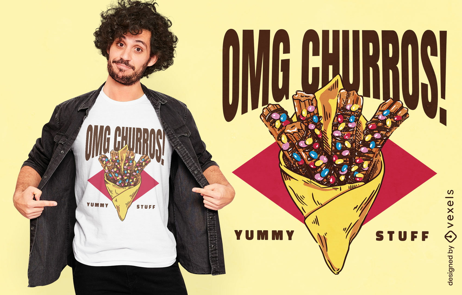 Churros with sprinkles desert t-shirt design