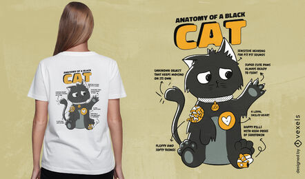 Black Cat Animal Anatomy T-shirt Design Vector Download