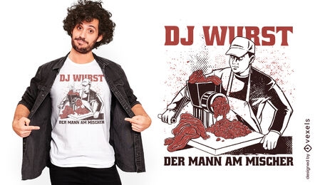 Diseño de camiseta DJ de carne mezcladora