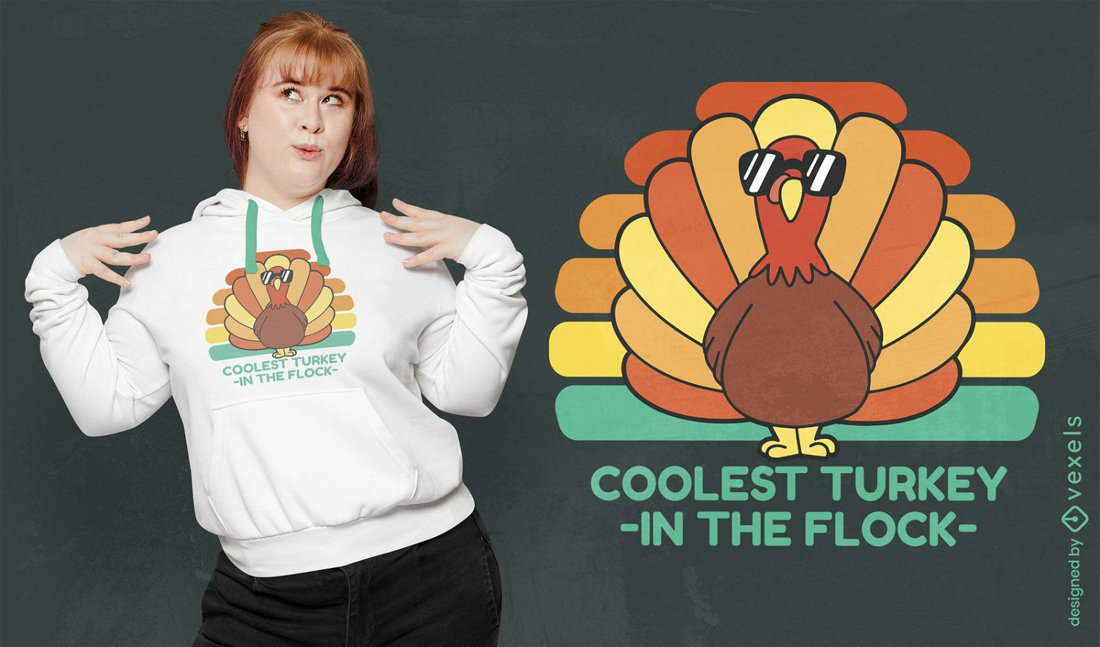 Cool turkey Thanksgiving t-shirt design