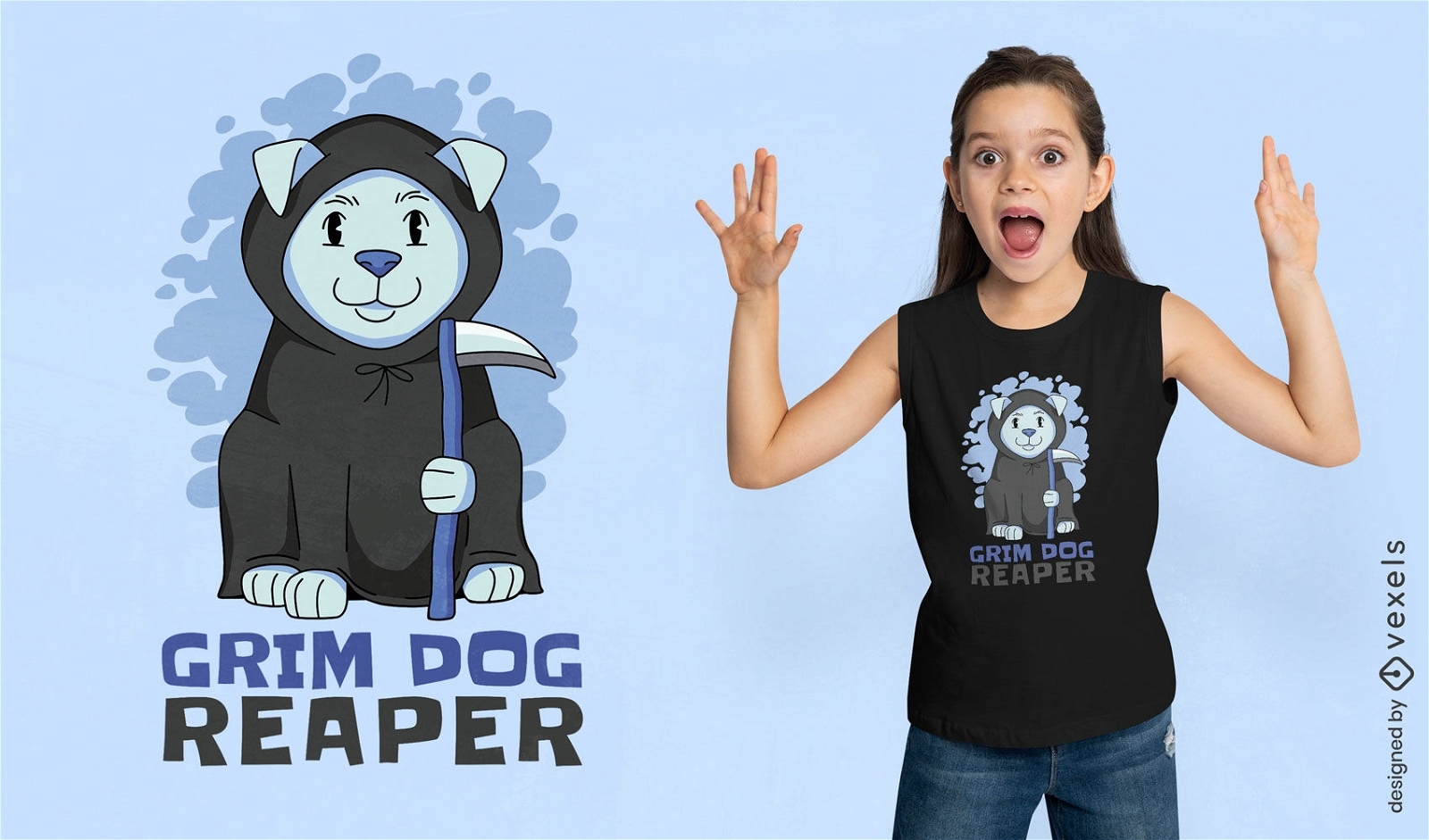 Diseño de camiseta divertida de perro Grim Reaper
