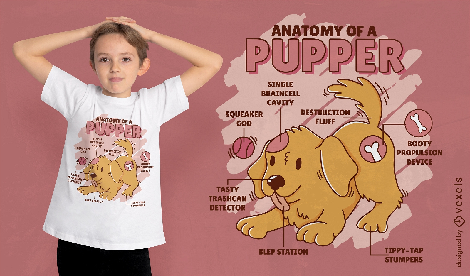 Diseño de camiseta de anatomía animal de cachorro