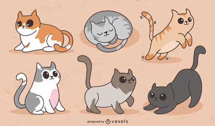 Conjunto de gatos dos desenhos animados