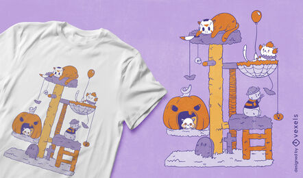 Halloween cat tree t-shirt design