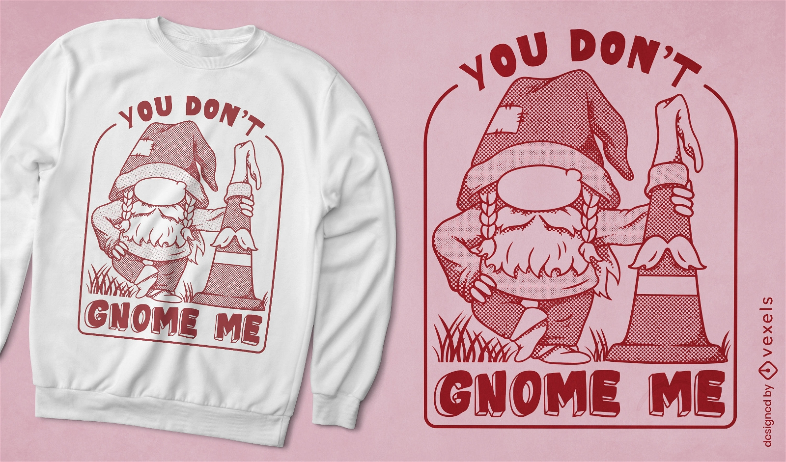 Gnome funny monochromatic t-shirt design
