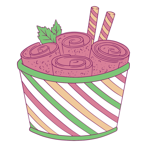 Copa de rollos de helado tropical Diseño PNG