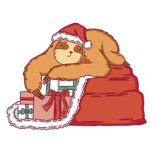 preguiça adormecida de natal Desenho PNG