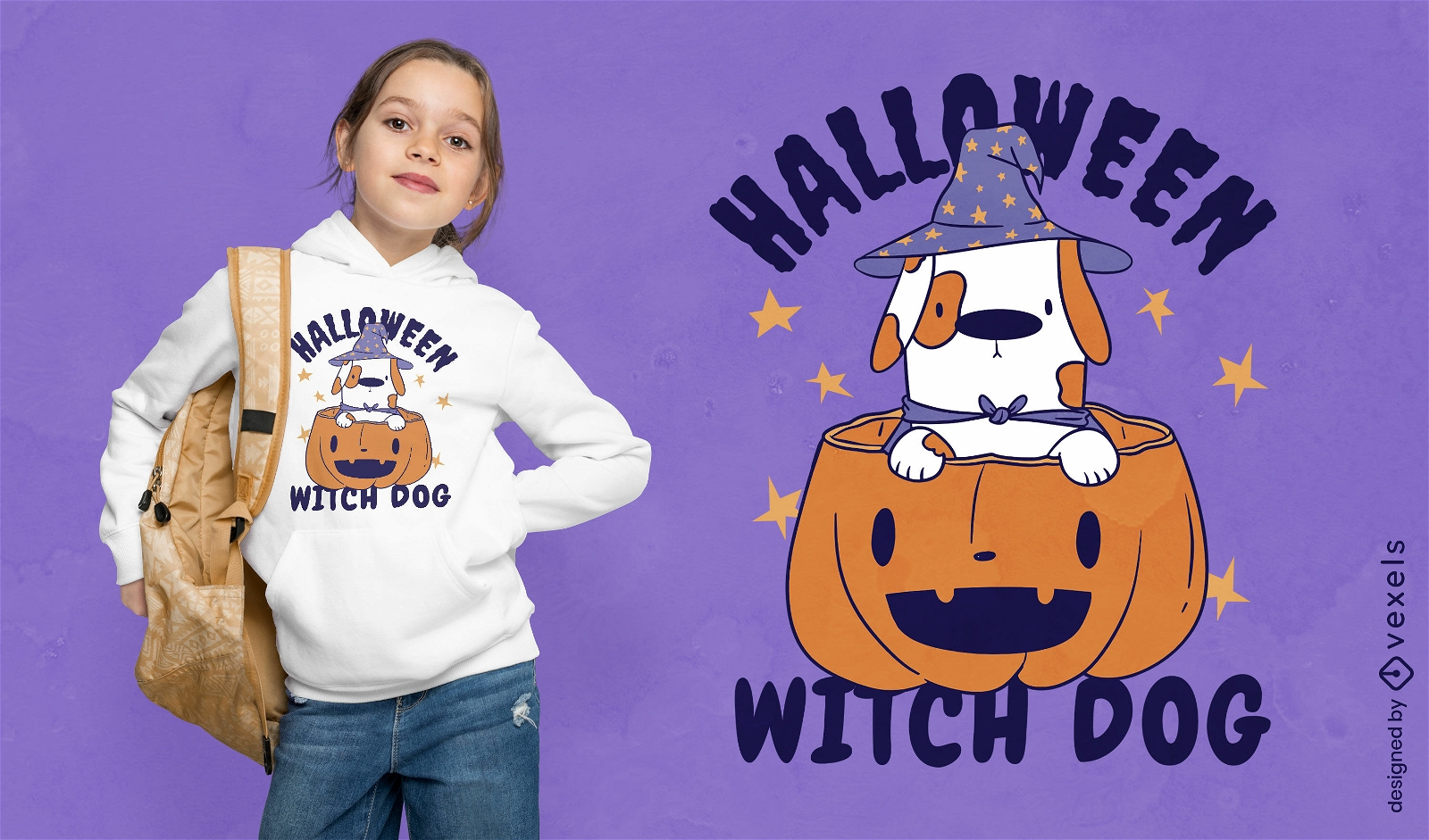 Design de camiseta de Halloween de cachorro bruxa