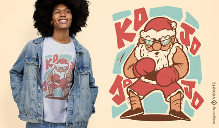 Design de camiseta esportiva de boxe de papai noel