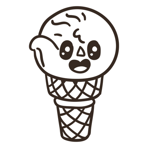 Dibujos animados de trazo lleno de helado Diseño PNG