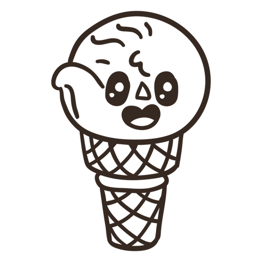 Eiscreme gefüllter Schlaganfall-Cartoon PNG-Design