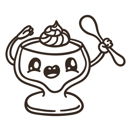Caricatura de golpe cheia de x?cara de sorvete Desenho PNG