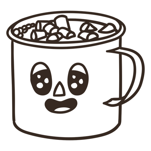 Mit heißer Schokolade gefüllter Schlaganfall-Cartoon PNG-Design