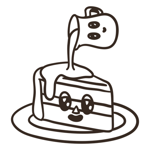 Cake and cream filled stroke cartoon PNG Design