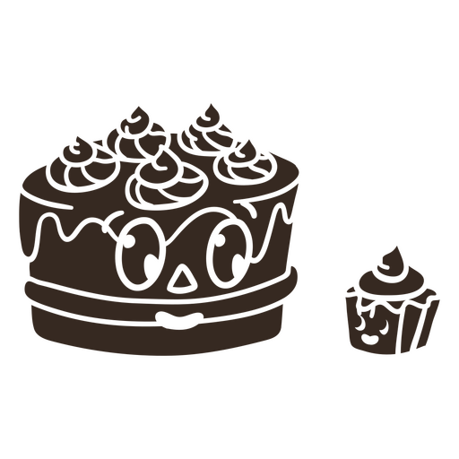 Torta y cupcake recortados de dibujos animados Diseño PNG