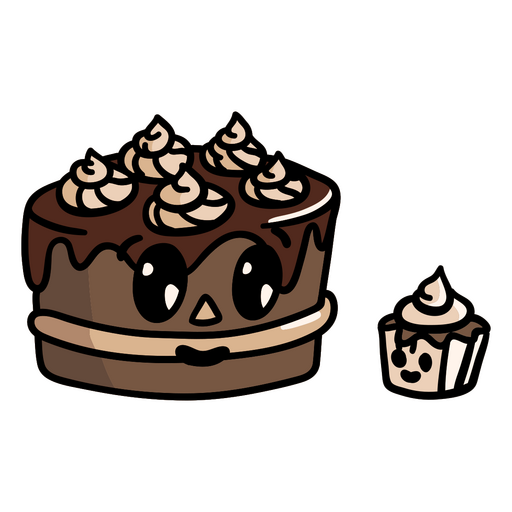 Cake and cupcake cartoon PNG Design