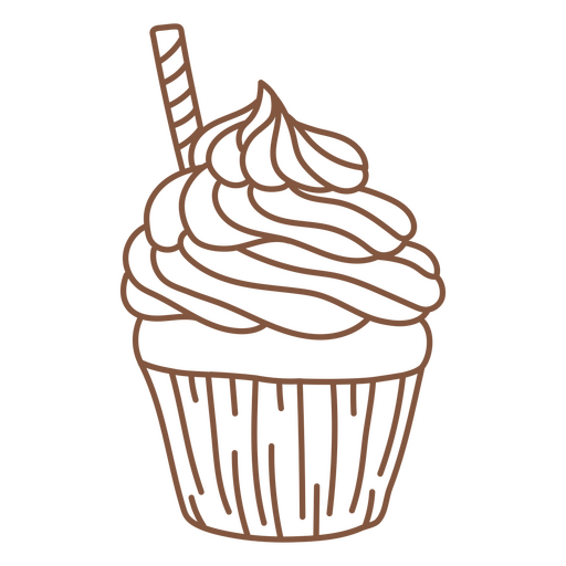 Cupcake stroke sweets PNG Design