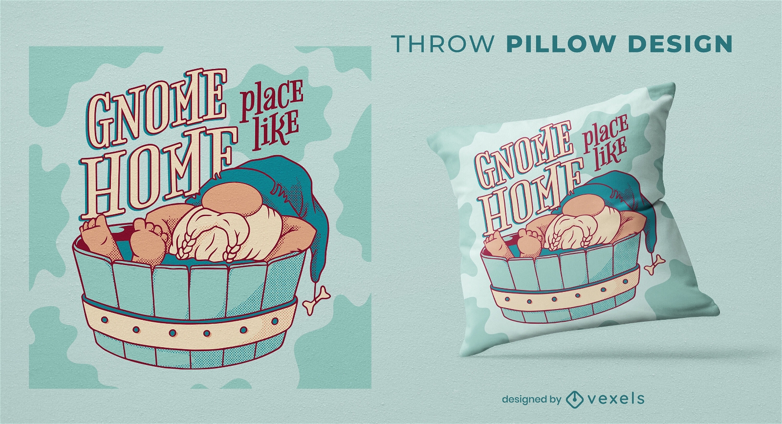 Gnome tub throw pillow design