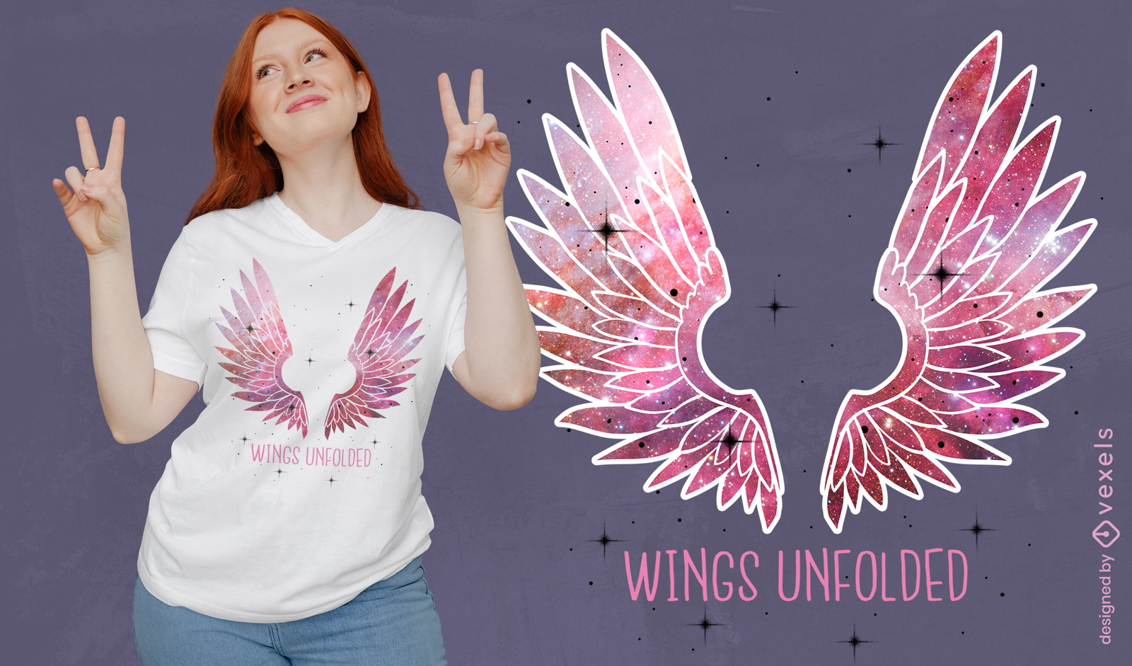 Angel wings galaxy texture t-shirt psd