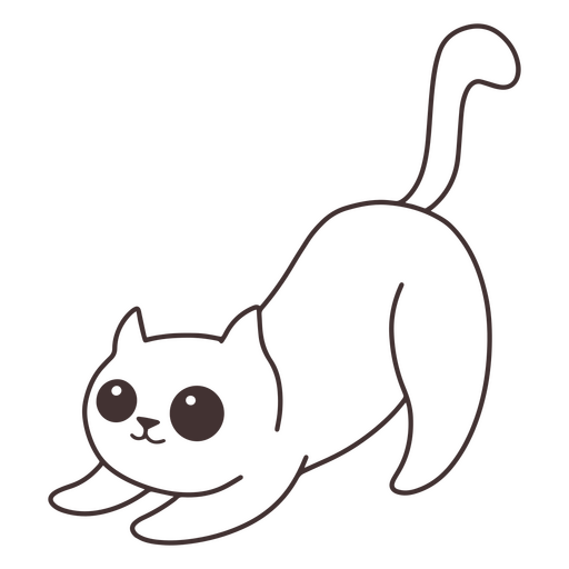 adorável gato agachado Desenho PNG
