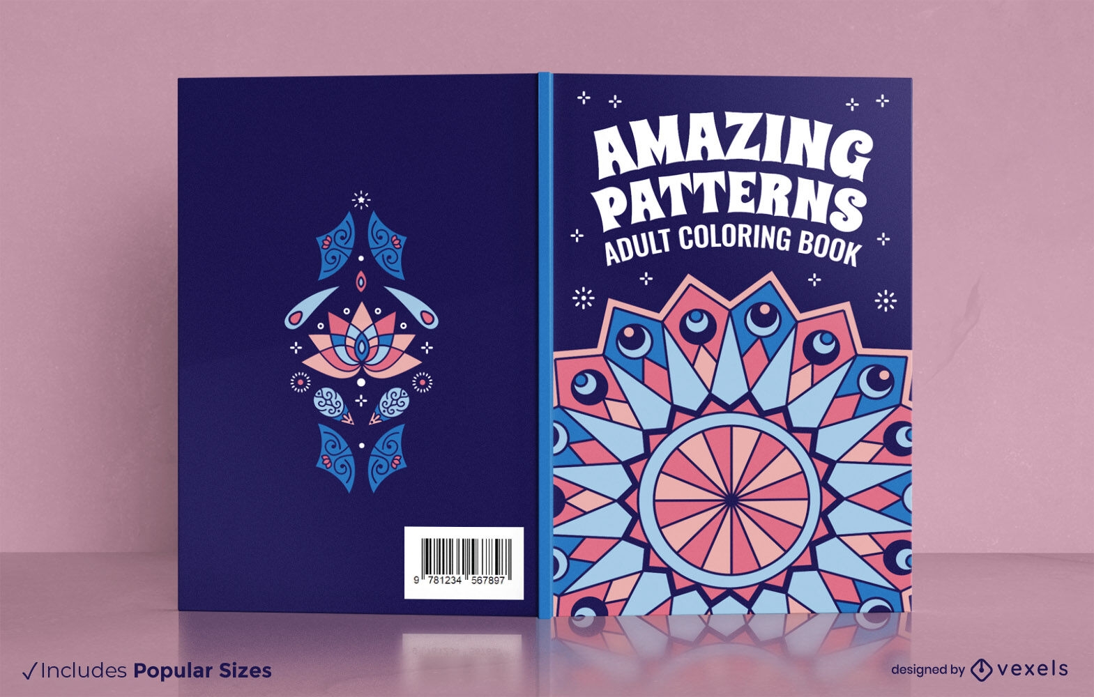 Diseño de portada de libro para colorear de mandala para adultos