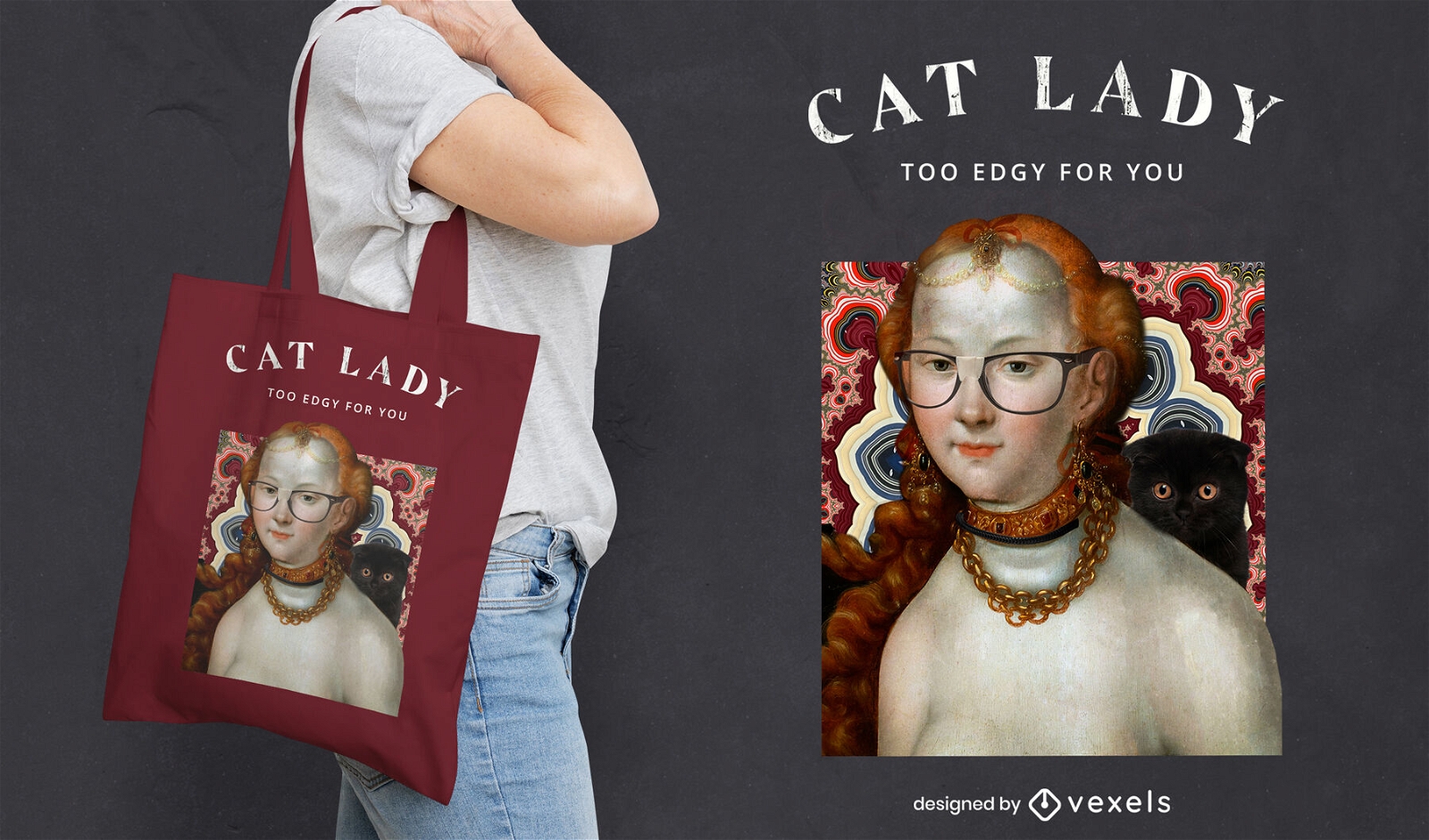 Design de sacola de pintura de mulher renascentista