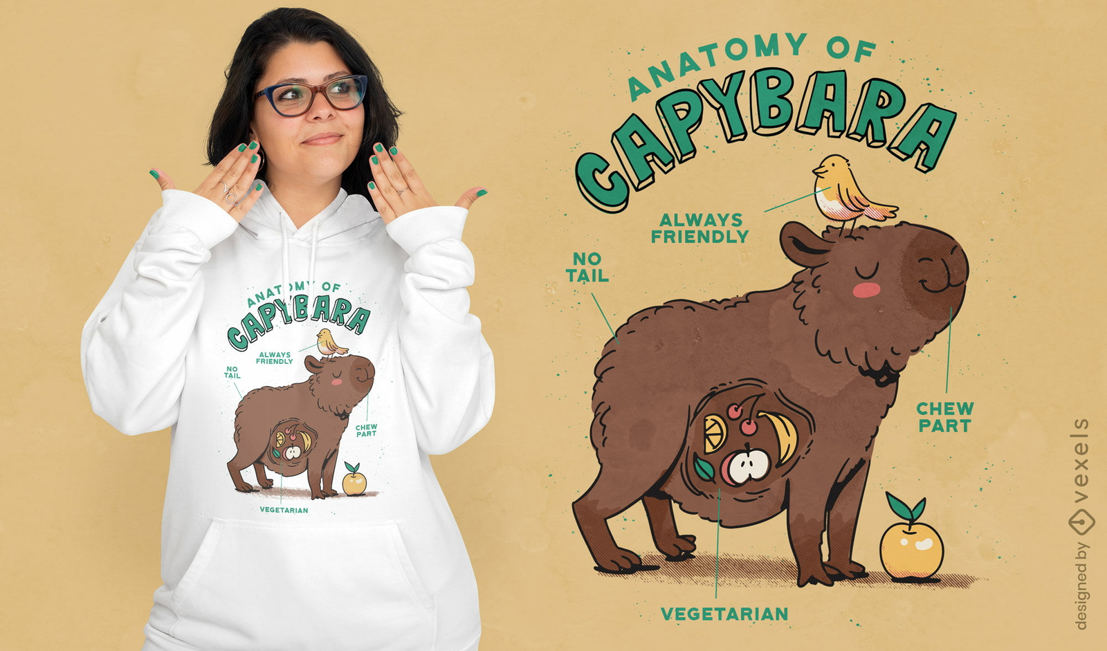 Anatomia de um design de camiseta de capivara