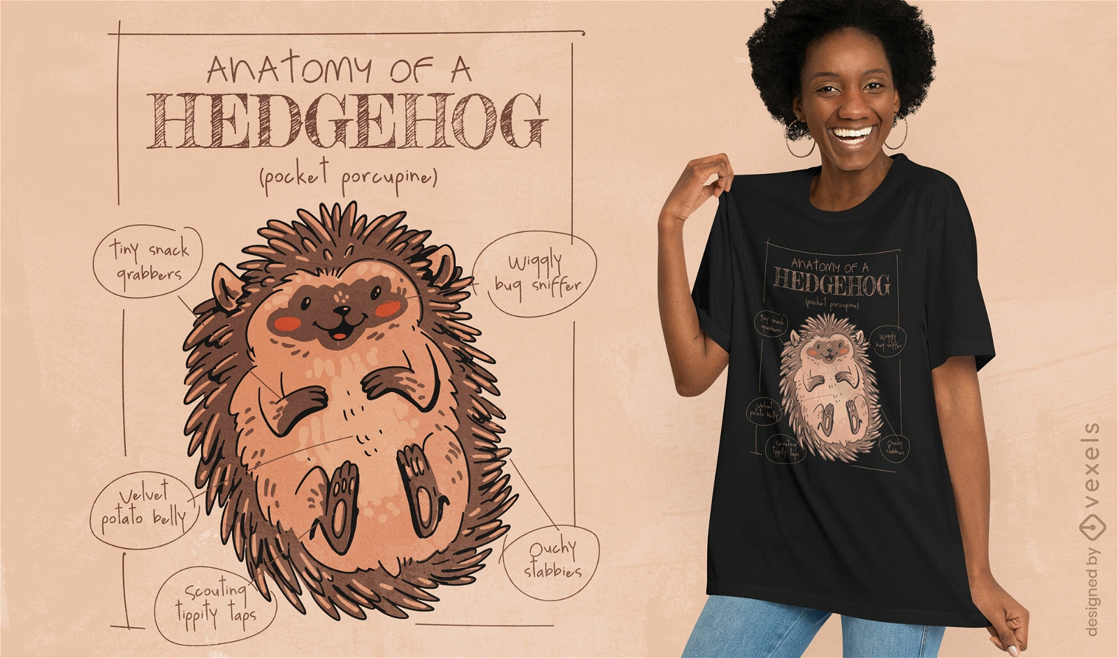 Hedgehog anatomy t-shirt design